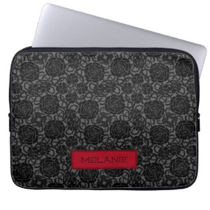 Elegantes Gotisches Schwarzes Rose Muster Personal Laptopschutzhülle