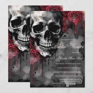 Elegantes Gotisches Skull & Rose Brautparty Einladung