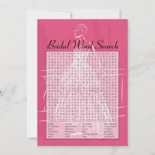 Elegantes Gown Brautparty Word Search Game Card Einladung