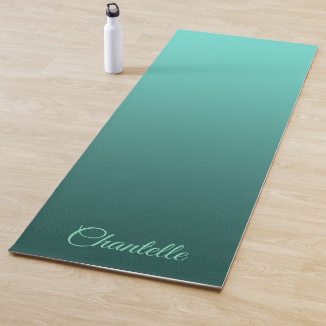 Elegantes Gradient Aquamarin mit Individuelle Name Yogamatte (Beispiel)