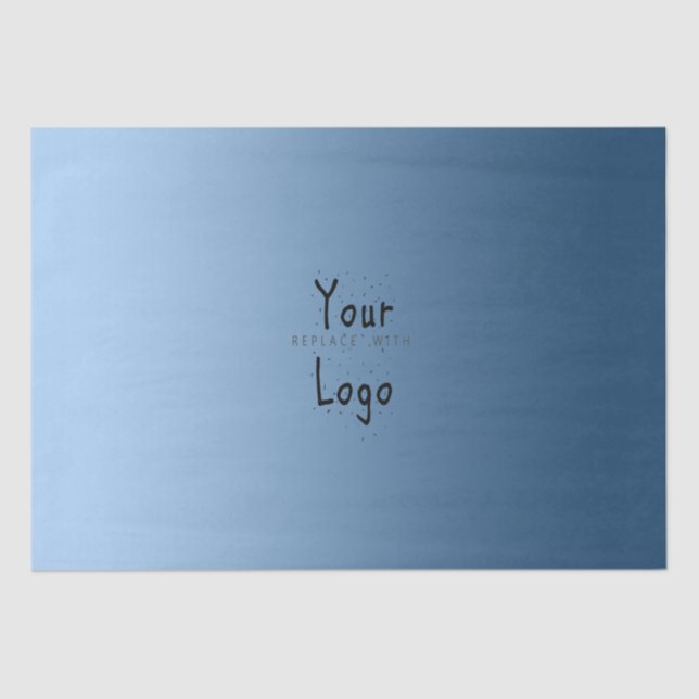 Elegantes Gradient Blue mit individuellem Logo Seidenpapier (Vorderseite)