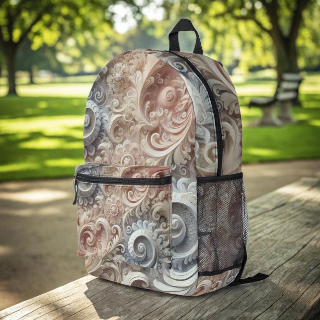 Elegantes Gradient Pastel Lace Muster Medium Gesch Bedruckter Rucksack (Von Creator hochgeladen)