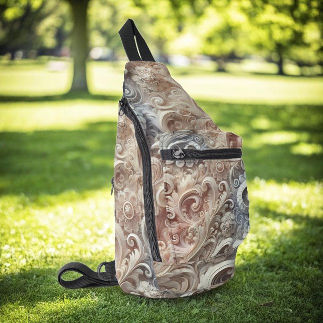 Elegantes Gradient Pastel Lace Muster Medium Gesch Crossbody Bag (Von Creator hochgeladen)