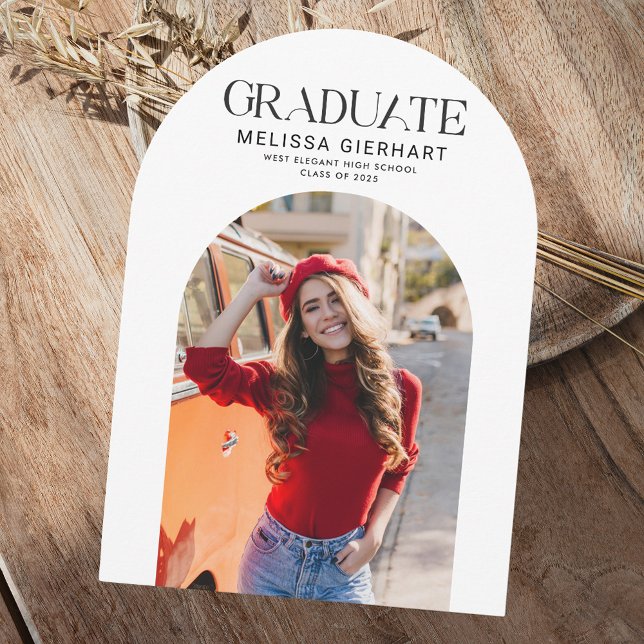 Elegantes Graduate Foto Abschluss 2025 Party Einladung (Graduation 2025 Arch Photo Block Party Invitation)