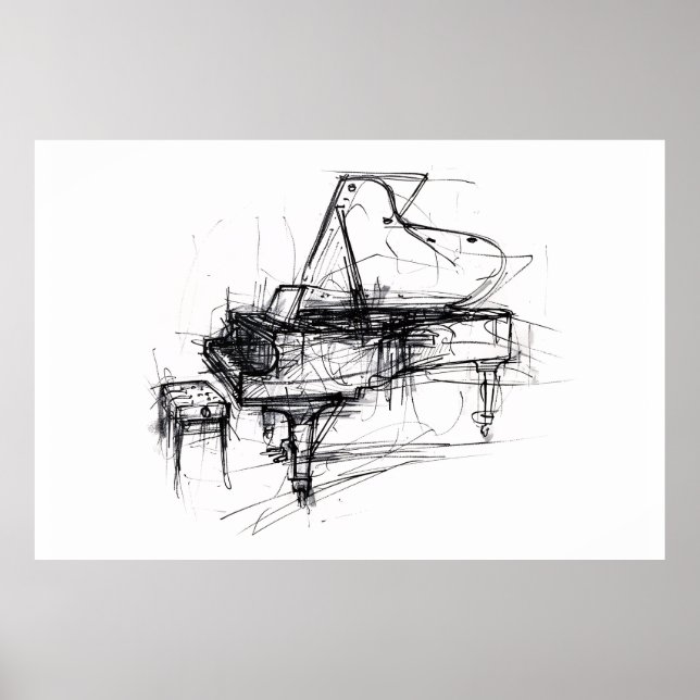 Elegantes Grand Piano Portrait - Premium Poster (Vorne)