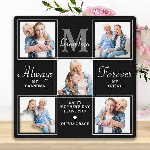 Elegantes GRANDMA 5 Foto Collage Monogram Poem Fotoplatte