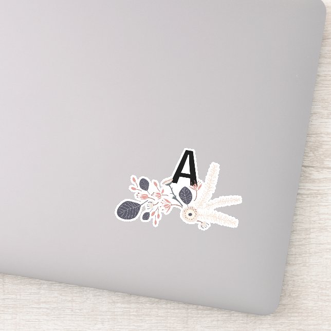 Elegantes, grau blaues Pfirsichblütenmuster Aufkleber (Detail)