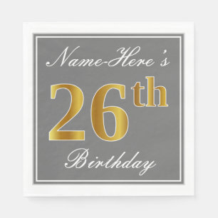 Elegantes Grau, Falsches Gold 26. Geburtstag; Benu Serviette