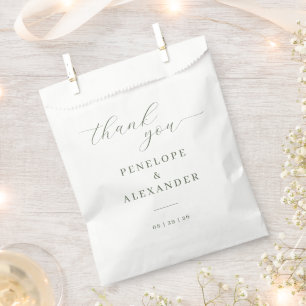 Elegantes Grau Grün Kalligrafie Geschenktütchen
