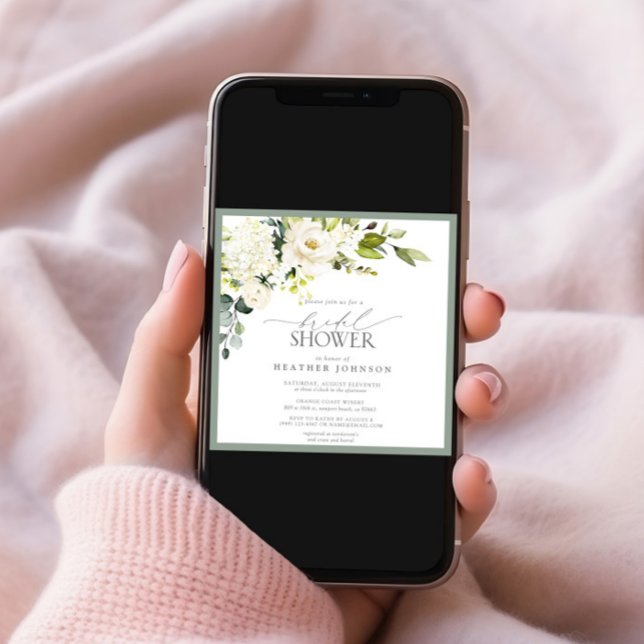 Elegantes, grau-grünes Brautparty Einladung (Von Creator hochgeladen)