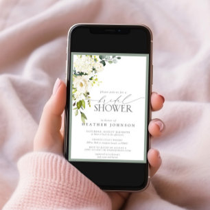 Elegantes, grau-grünes Brautparty Einladung