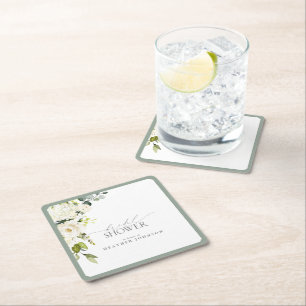 Elegantes, grau-grünes Brautparty Rechteckiger Pappuntersetzer