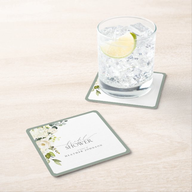 Elegantes, grau-grünes Brautparty Rechteckiger Pappuntersetzer (Vor Ort)