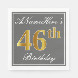 Elegantes Grau, Imitate Gold 46. Geburtstag; Indiv Serviette