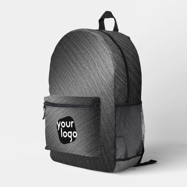 Elegantes, grau-minimalistisches, modernes Logo Bedruckter Rucksack (Rückseitige Ecke Rechts)