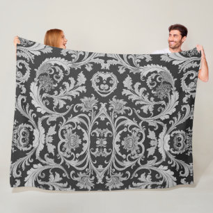 Elegantes, grau-monochromes Vintages Muster Fleecedecke