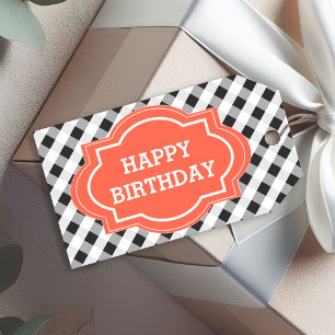 Elegantes Grau Orange Personalisiertes Alles Gute Geschenkanhänger