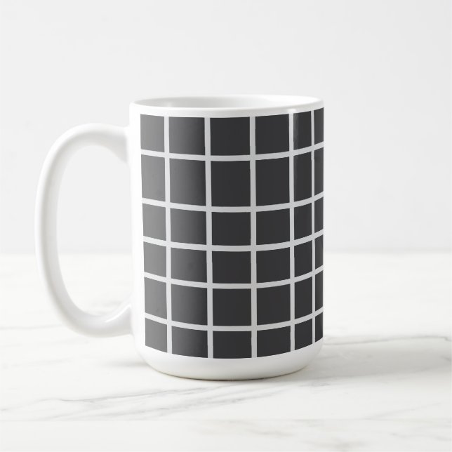 Elegantes Grau Quadratisch Weiß   Kaffeetasse (Links)