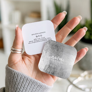 Elegantes, grau silberfarbenes, modernes Quadrat,  Quadratische Visitenkarte