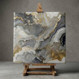 Elegantes Grau und Gold Liquid Marble Achat Fliese