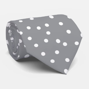 Elegantes Grau Weiß Polka Punkte Muster Bräutigam Krawatte