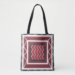 Elegantes Grau Weiß Rot Quadratisches Chevron Stre