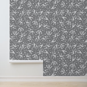 Elegantes graues, Bio botanisches Leaf-Muster Tapete