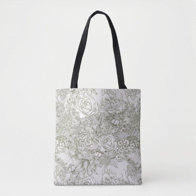 Elegantes graues Blumen-Toile (Vorderseite)