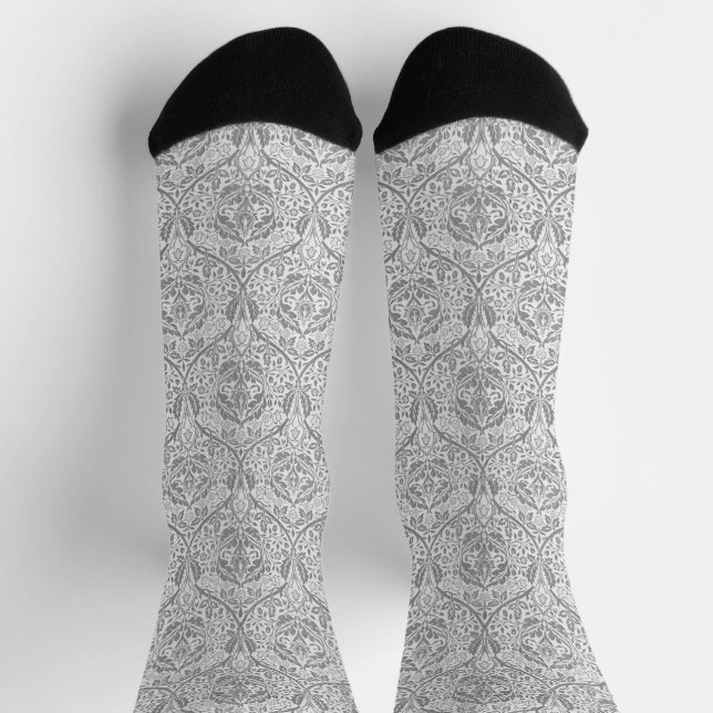 Elegantes graues Blumenmuster Socken (Oben)