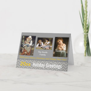 Elegantes graues Chevron-Feiertags-, Weihnachts-, Feiertagskarte