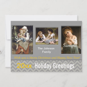 Elegantes graues Chevron-Feiertags-, Weihnachts-, Feiertagskarte