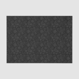 Elegantes graues florales Damast mit schwarzem Hin Seidenpapier