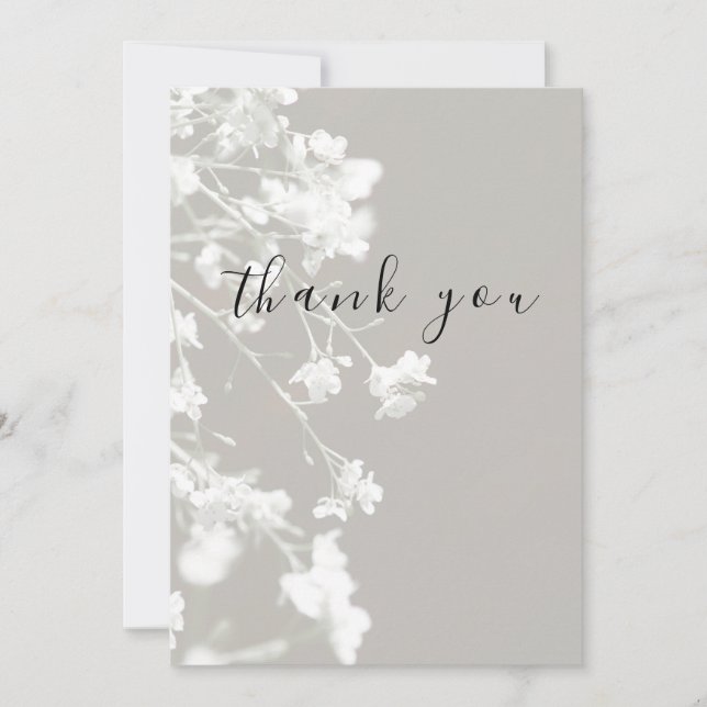 Elegantes, graues, florales Flachbild Dankeschön K Dankeskarte (Vorderseite)