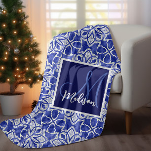 Elegantes graues geometrisches, nahtloses Monogram Fleecedecke