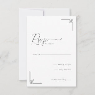 Elegantes graues geometrisches RSVP Karte