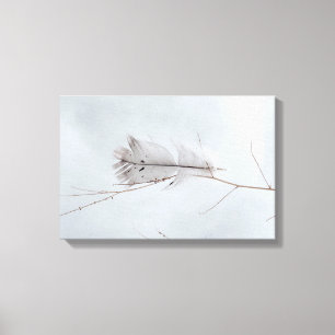 Elegantes, graues Gepunktetes Feather am Zweig Leinwanddruck