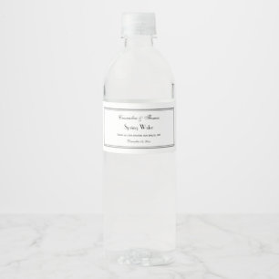 Elegantes graues gerahmtes Wasserflaschenetikett