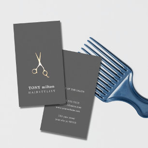 Elegantes graues Imitat-Metall Scissors Visitenkarte
