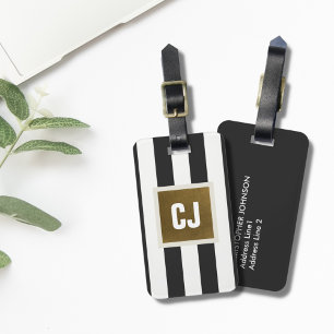 Elegantes graues Imitat mit weißen Streifen Kupfer Gepäckanhänger