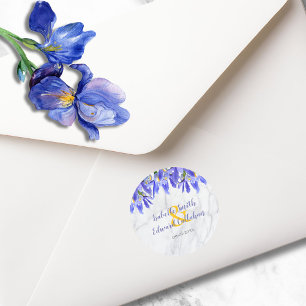 Elegantes graues Marmor-Wasserfarben-Blumenmuster Runder Aufkleber
