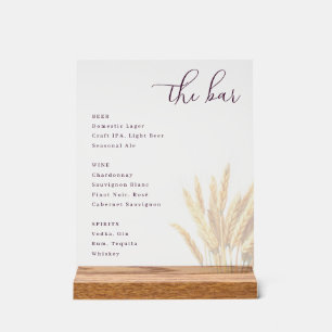 Elegantes graues minimalistisches Bar-Menü Acrylschild