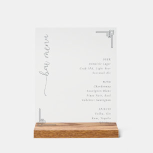 Elegantes graues minimalistisches Bar-Menü Acrylschild