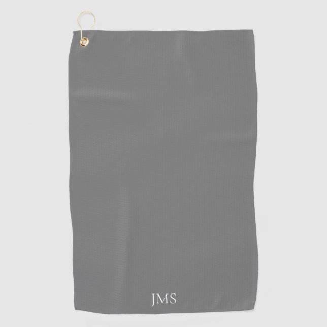 Elegantes graues Monogramm Golfhandtuch (Vorderseite)
