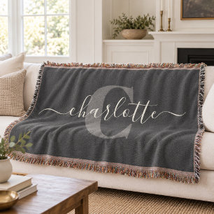 Elegantes graues Monogramm personalisiertes Gesche Decke