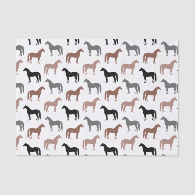 Elegantes graues Muster der Pferdbrown, Schwarzes Seidenpapier (Vorderseite)