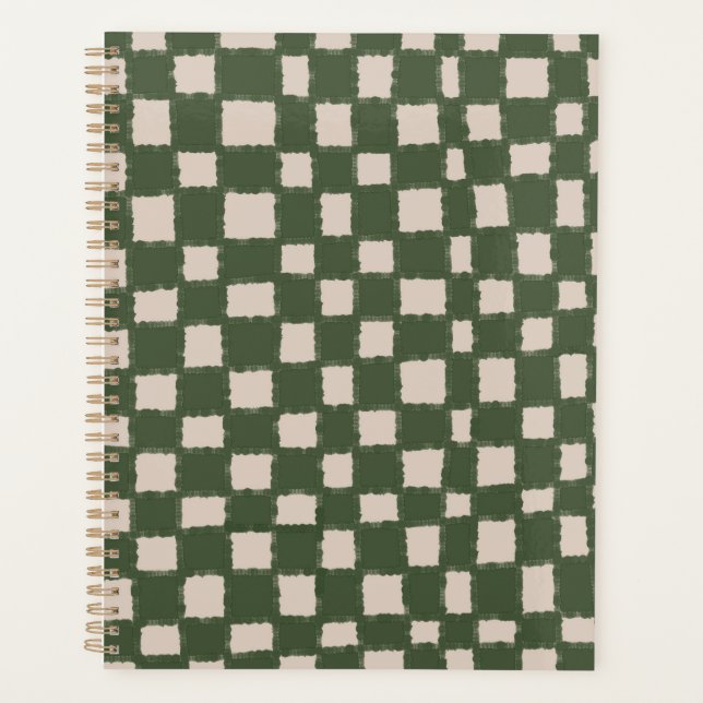 Elegantes graues Schachbrettmuster Planer (Vorderseite)