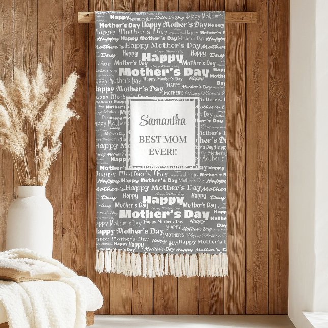 Elegantes graues Skript zum Muttertag personalisie Sherpadecke (Graceful Grey Script Mother’s Day Personalized Sherpa Blanket )