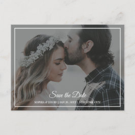 Elegantes graues und weißes Save the Date Foto Pos Postkarte