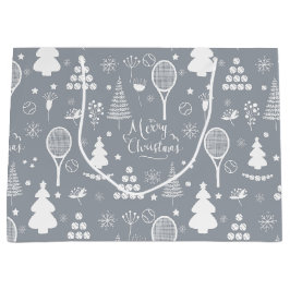 Elegantes graues und weißes Tennis Weihnachten Große Geschenktüte