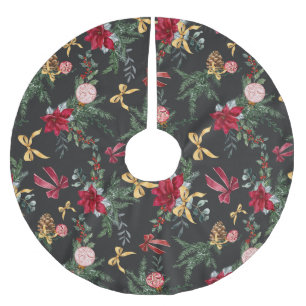 Elegantes graues Weihnachtsmuster Polyester Weihnachtsbaumdecke